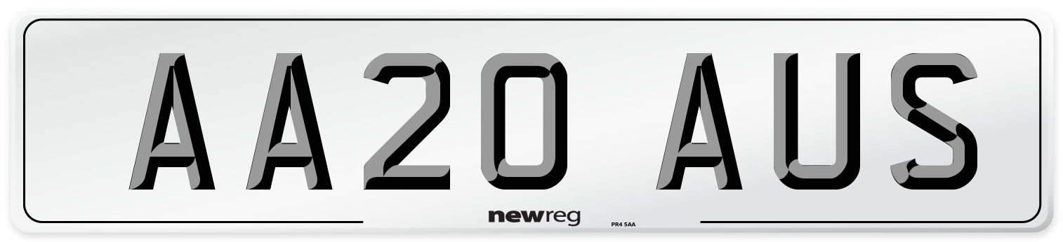 AA20 AUS Number Plate from New Reg